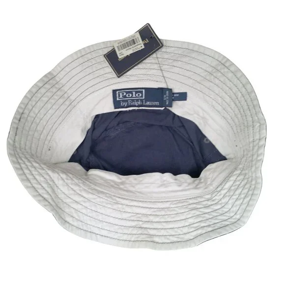NEW Vintage Polo Ralph Lauren Bucket Hat!Weathered Navy With White Big Pony